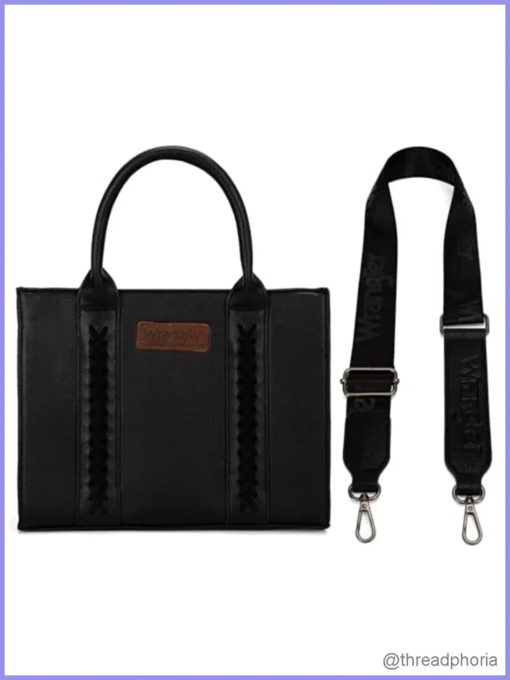 Whipstitch Tote Bag Satchel Zipper Top-handle Purse with Detachable Strap